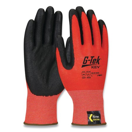 G-Tek KEV Hi-Vis Seamless Knit Kevlar Gloves, Large, Red/Black PR 09-K1640/L